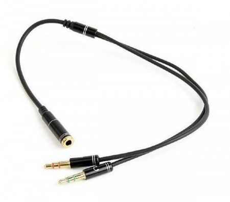 Audio Y Splitter Headphone Mic Cable Female to 2x3.5mm Male adapter Gembird CCA-418M 3.5mm