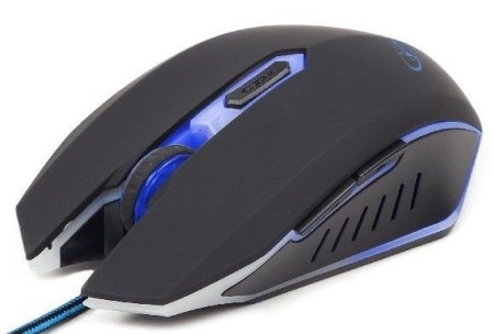 Gejmerski optički miš GEMBIRD MUSG-001-B, sa plavim osvetlenjem, 400-2400Dpi, black, 130mm
