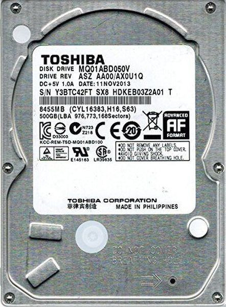 HDD interni 2.5" 500GB TOSHIBA MQ01ABD050V 5400RPM 16MB 9.5mm SATA 3