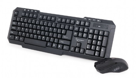 Bežična tastatura plus bežični miš GEMBIRD KBS-WM-02 (Crna) USB nano prijemnik, Membranski tasteri, EN (US), Alkalna baterija