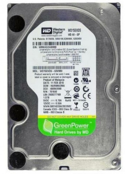 HDD interni 3.5" 1.5TB, 5 WD15EVDS WD AV-GP Green IntelliPower 7200RPM 32MB SATA