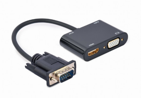 Adapter VGA na HDMI Gembird A-VGA-HDMI-02, VGA adapter cable, 0.15 m, crni