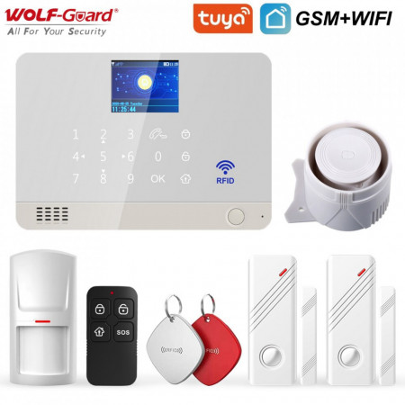 Bežični alarm, GSM plus WiFi dojava, Wolf Guard YL-007M3GB jedan PIR senzor baterija 2xAA
