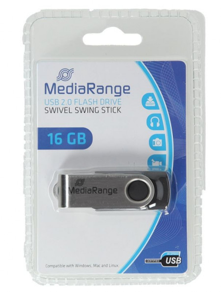 USB flash 2.0 Mediarange Swivel, 16Gb