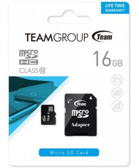 TeamGroup micro SDHC + SD adapter TUSDH16GCL10U03, CLASS 10 16Gb