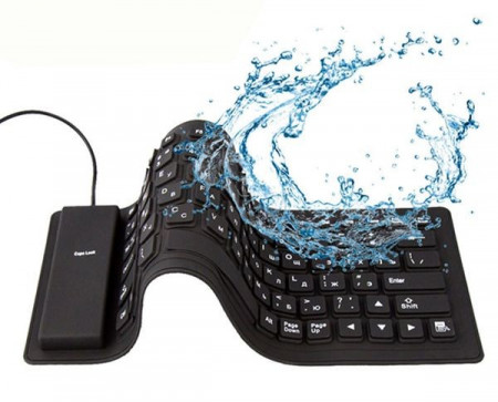 Žična tastatura gumena vodootporna Gembird KB-109F-B, USB plus micro USB OTG adapter