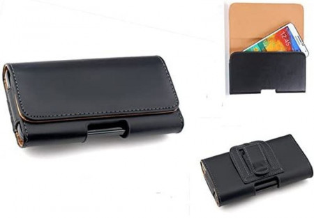 Univerzalna futrola za kaiš pantalona za telefone do 7", eko koža, crna