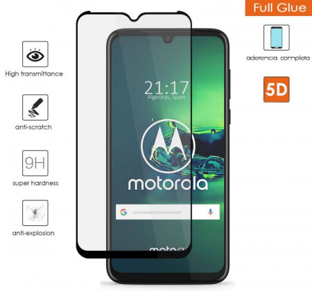 Zaštitno, kaljeno staklo 5D Full Glue za Moto G8 PLUS 2019 (6.3") crni rub