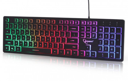 Žična USB tastatura Gembird KB-UML-01, pozadinsko RGB osvetlenje, US raspored, crna