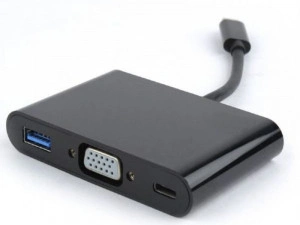 Adapter type-C na VGA plus, plus Type-C, plus USB A 3.0 , Gembird A-CM-VGA3in1-01