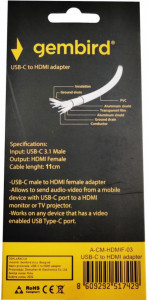 Adapter USB Type-C 3.1 na HDMI, Gembird A-CM-HDMIF-03 - Img 3