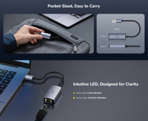 USB 3.0 ethernet adapter Cudy UE25A Fast Ethernet LAN adapter za Ethernet od 2.5 Gbps , 10/100/1000/2500 Mbps - Img 3