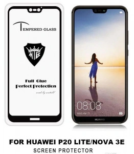Zaštitno, kaljeno staklo 5D Full Glue za Huawei P20 Lite, Nova 3E Huawei P20 Lite 2018 (5.84") crni rub - Img 1