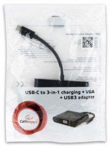 Adapter type-C na VGA plus, plus Type-C, plus USB A 3.0 , Gembird A-CM-VGA3in1-01 - Img 3