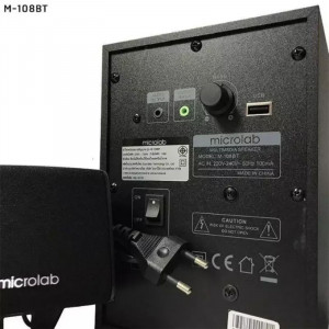 Bluetooth Zvučnici aktivni 2.1 Microlab M-108BT, Aktivni drveni zvucnici 2.1 11W RMS(5W, 2x3W) BLUETOOTH USB, IR daljinski 3.5mm - Img 4