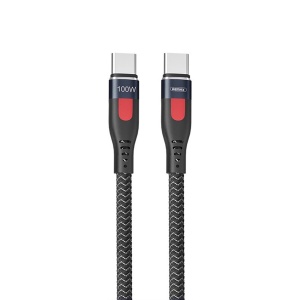 Kabl Type C na TYPE C 100W, USB Data Cable REMAX RC-187c LESU PRO ALUMINIUM PD 100W FAST CHARGE Type-c na Type-C crni, duž. 1m - Img 2