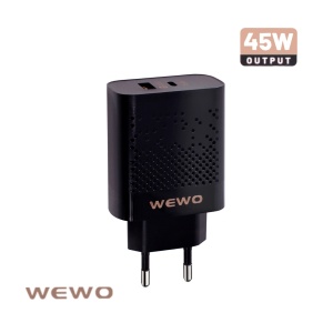 Punjač 45W za mobilni USB A plus USB Type C QC 3.0 45W, WEWO PD 45W, s kablom i bez kabla - Img 4