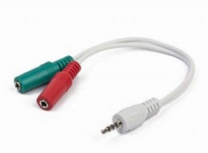 Adapter audio plus mikrofon muški 1x3.5mm (4 pin) na 2x3.5 mm (slusalice i mikrofon), Gembird CCA-417, 0.2 m beli - Img 2