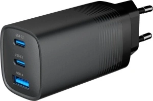 Punjač 65W za mobilni USB A plus 2 x USB Type C QC 65W, 3A, TA-UC-PDQC65-01-BK