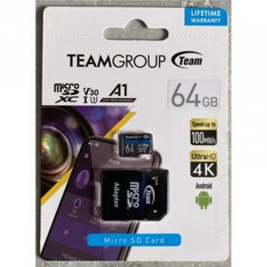 TeamGroup MICRO SDXC 64GB ELITE, UHS-I U3 V30 A1, 100/50MB/s +SD Adapter TEAUSDX64GIV30A103