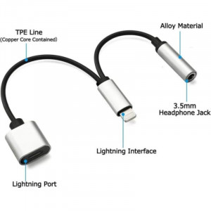 Adapter iPhone LIGHTNING na audio 3,5mm plus ženski iPhone Lightning konektor za punjenje, GL026 - Img 2