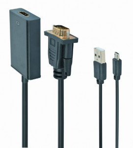 Adapter VGA na HDMI plus audio Gembird A-VGA-HDMI-01, VGA adapter cable, 0.15 m, crni - Img 2