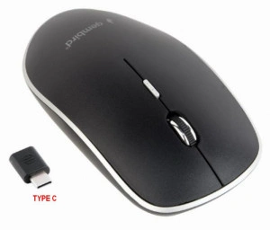 Bežični miš Gembird MUSW-4BSC-01, Type C dongle konektor, 2,4GHz opticki USB 800-1600Dpi black 115mm - Img 1