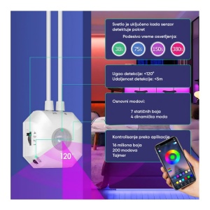 Bluetooth RGB LED traka sa senzorom pokreta, LTK5050/18RGB-PIR, duž. 3m - Img 3