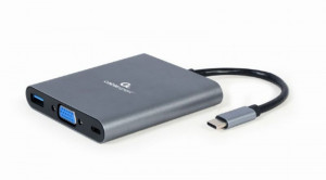 USB Type-C multi port adapter HUB 3.1 + HDMI + VGA + PD + card reader + stereo, Gembird A-CM-COMBO6-01 - Img 2