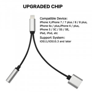 Adapter iPhone LIGHTNING na audio 3,5mm plus ženski iPhone Lightning konektor za punjenje, GL026 - Img 3