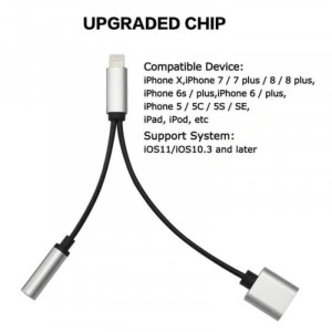 Adapter iPhone LIGHTNING na audio 3,5mm plus ženski iPhone Lightning konektor za punjenje, GL026 - Img 3