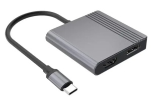 Adapter USB type C muški na HDMI plus DisplayPort ženski adapter, Gembird A-CM-HDMIFDPF-01