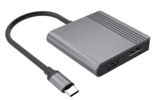 Adapter USB type C muški na HDMI plus DisplayPort ženski adapter, Gembird A-CM-HDMIFDPF-01