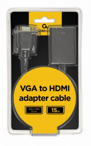 Adapter VGA na HDMI plus audio Gembird A-VGA-HDMI-01, VGA adapter cable, 0.15 m, crni - Img 3
