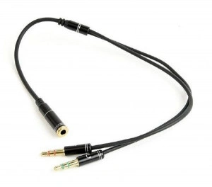 Audio Y Splitter za slušalice s mikrofonom, 2x3,5mm muški na 1x3,5mm ženski, Gembird CCA-418M