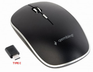 Bežični miš Gembird MUSW-4BSC-01, Type C dongle konektor, 2,4GHz opticki USB 800-1600Dpi black 115mm - Img 2