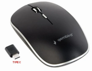 Bežični miš Gembird MUSW-4BSC-01, Type C dongle konektor, 2,4GHz opticki USB 800-1600Dpi black 115mm - Img 2