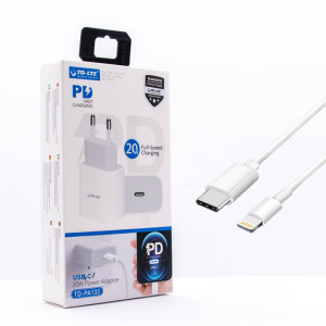 Punjač za IPhone 20W/3A + Type-C na IPhone Lightning cable, TD-LTE PD PA133 - Img 1