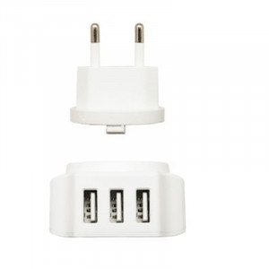 Putni punjač sa 3 x USB izlaza, 3.4A, adapteri za EU, UK, USA strujne utičnice, WEWO W-008 - Img 2