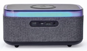 Stoni sat budilnik Gembird DAC-SPKBT-QC15-BK, bežični punjač telefona, FM radio, bluetooth - Img 2