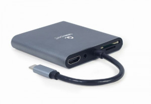 USB Type-C multi port adapter HUB 3.1 + HDMI + VGA + PD + card reader + stereo, Gembird A-CM-COMBO6-01 - Img 3