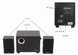Zvučnici aktivni 2.1 Microlab M-105R, Aktivni drveni zvucnici 2.1 10W RMS(5W, 2x2.5W) SD, USB,FM, daljinski, 3.5mm - Img 3