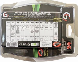 Adapter Punjač za laptop Gembird NPA-AC7D ** 6AC 65W sa Tip-C + QC3.0 mob. brzi punjac 3A, auto voltage - Img 2