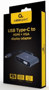 Adapter USB TYPE-C na HDMI plus VGA, Gembird A-USB3C-HDMIVGA-01 - Img 2