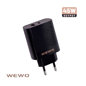 Punjač 45W za mobilni USB A plus USB Type C QC 3.0 45W, WEWO PD 45W, s kablom i bez kabla - Img 2
