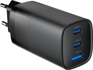 Punjač 65W za mobilni USB A plus 2 x USB Type C QC 65W, 3A, TA-UC-PDQC65-01-BK - Img 4