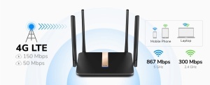 Ruter 4G Cudy LT500D 4G LTE AC1200 Dual Band MESH Wi-Fi Router CPE 4+5Ghz, 1W/4L 10/100, 4x Antena detachable - Img 2