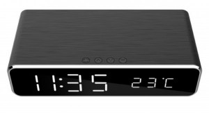 Stoni sat budilnik Gembird DAC-WPC-01, bežični punjač telefona, crni ili srebrni - Img 2