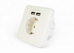 Šuko utičnica 220VAC plus dva USB punjača, 2.4A, Gembird EG-ACU2A2-01 - Img 3