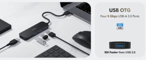 USB 3.0 HUB, 4 porta, Cudy UH40A HUB 4, storage speed 5Gbps, black (alt. UHB-U3P4-03)
